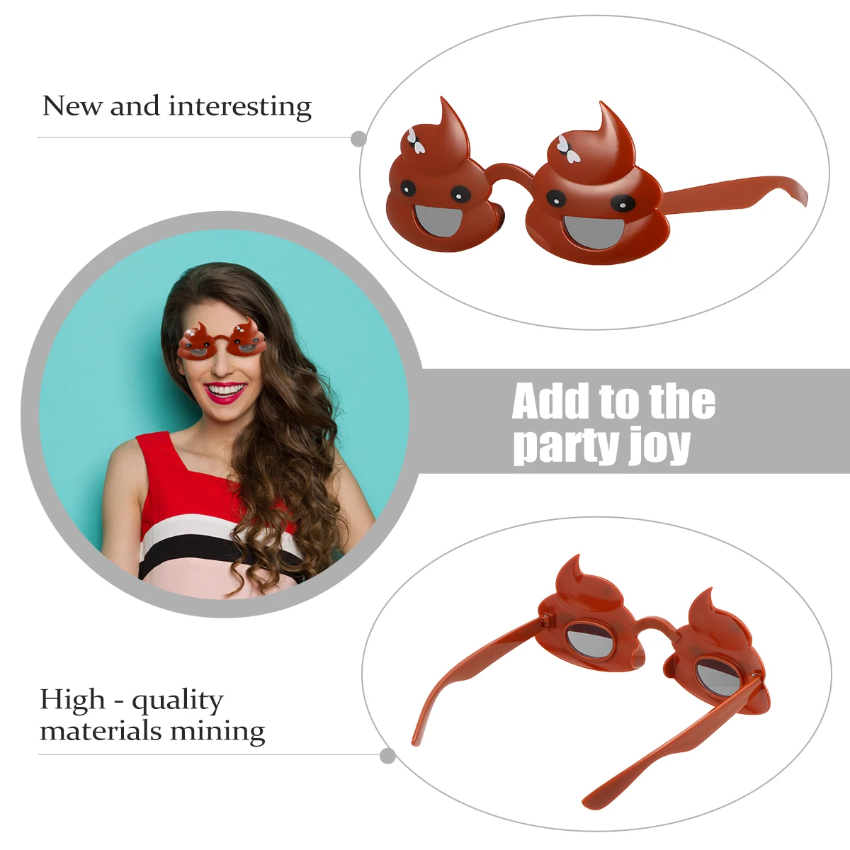 

2 Pcs Glasses Poop Party Funny Eyeglass Sunglass Photo Booth Brown Adults Trick for Child