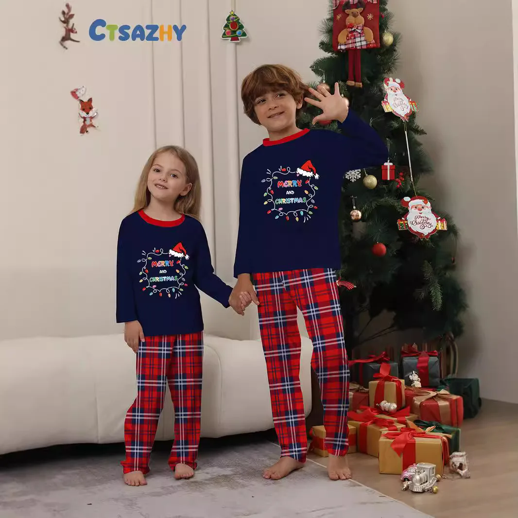 

Cristmas Family Pijama New Year's clothing, Christmas parent-child sets, family two-piece sets and 3 - 18 months baby jumpsuits
