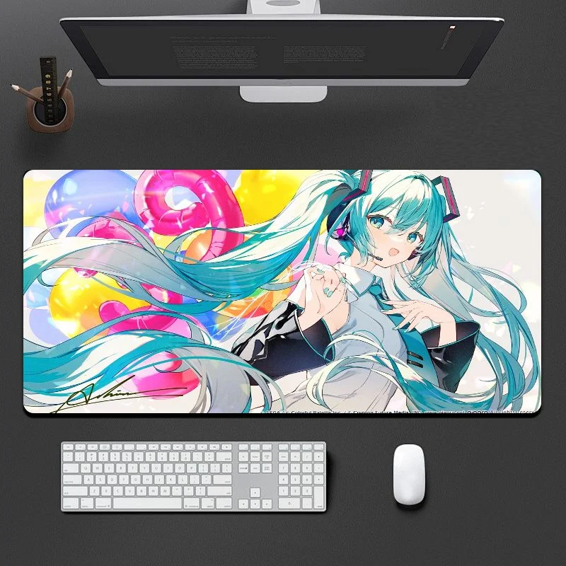 Desk Setup Blue - VIKAMA Aesthetic Anime Mouse Pad Blue