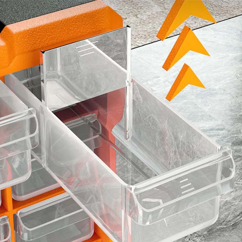 18/39 Drawer Multi Functional Transparent Storage Organizer Box For Workshop Garage Parts Tools Hardware With Adjustable Section