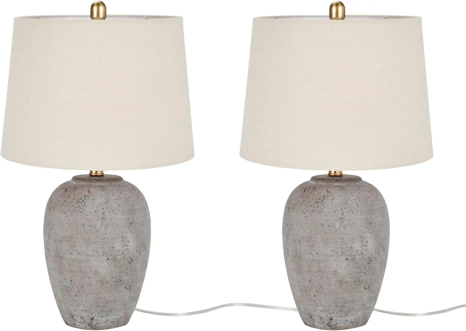 Pot Table Lamp for Bedroom, Living Room, Dining Room, Office, Beige Shade, Set of 2 Lamps