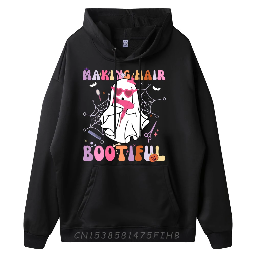 Making Hair Bootiful Scary Cute Ghost Hairdresser Halloween Cute Oversized Hoodie Cheap Hoodie For Men Party