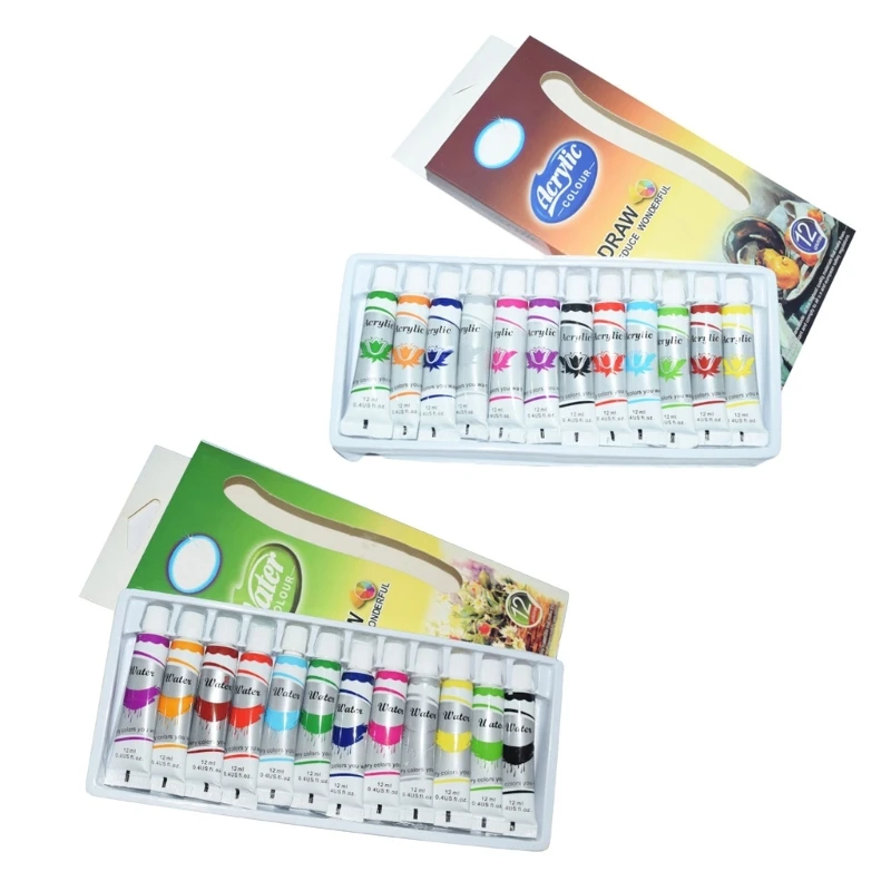 Conjunto tintas acrílicas à prova d'água e pigmentadas ricas garrafa 12ml para artistas e iniciantes