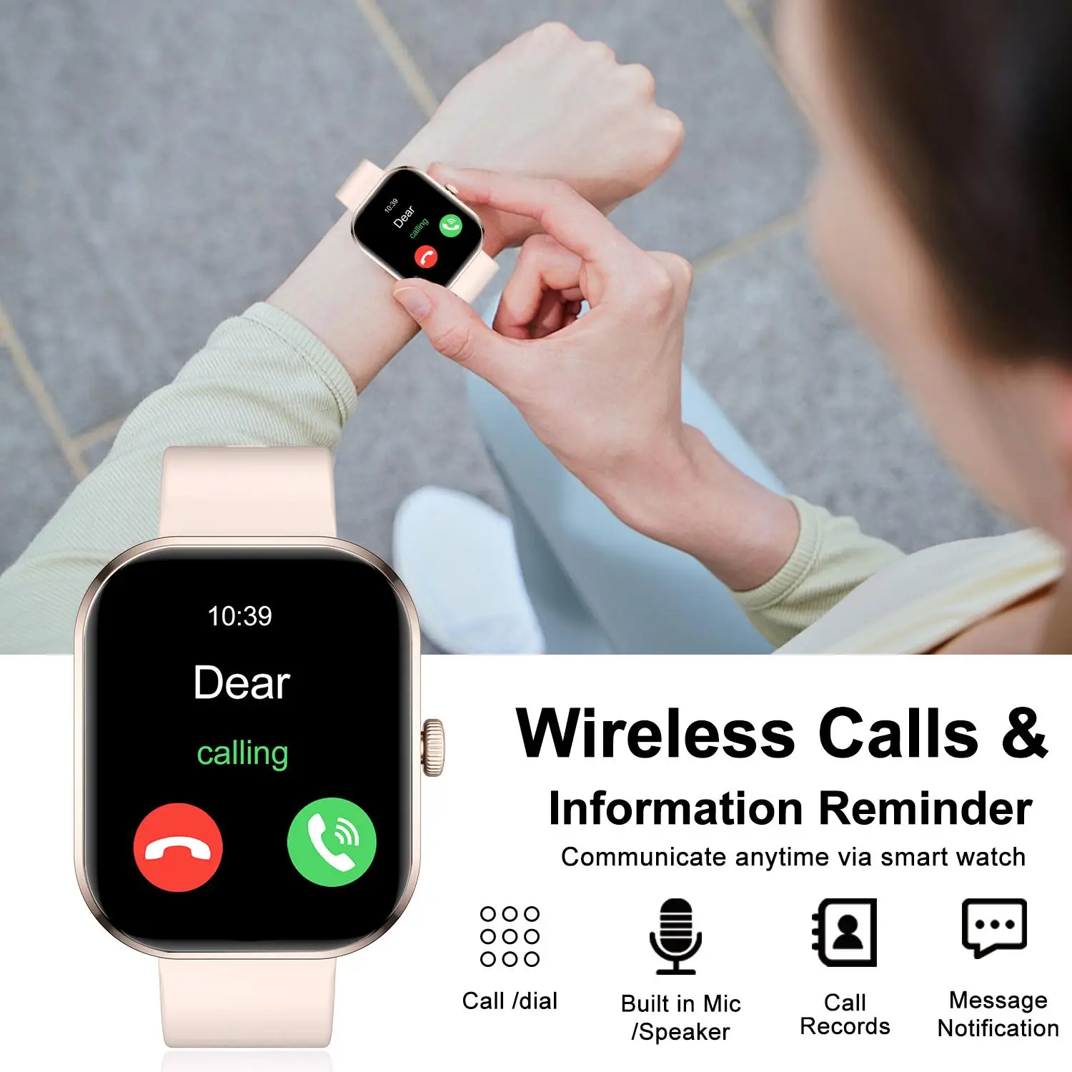 2026 New Smart Watch HD Touchscreen - Wireless Calling, Camera & Music Control, Multi-Sport Modes, Alarm/Call-SMS Alert, Custom