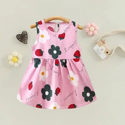Baby Girls Dress Sleeveless Flower Dresses For Kids Girl Clothing Cotton Summer Princess Party Dress Children Beach Dress Outfit