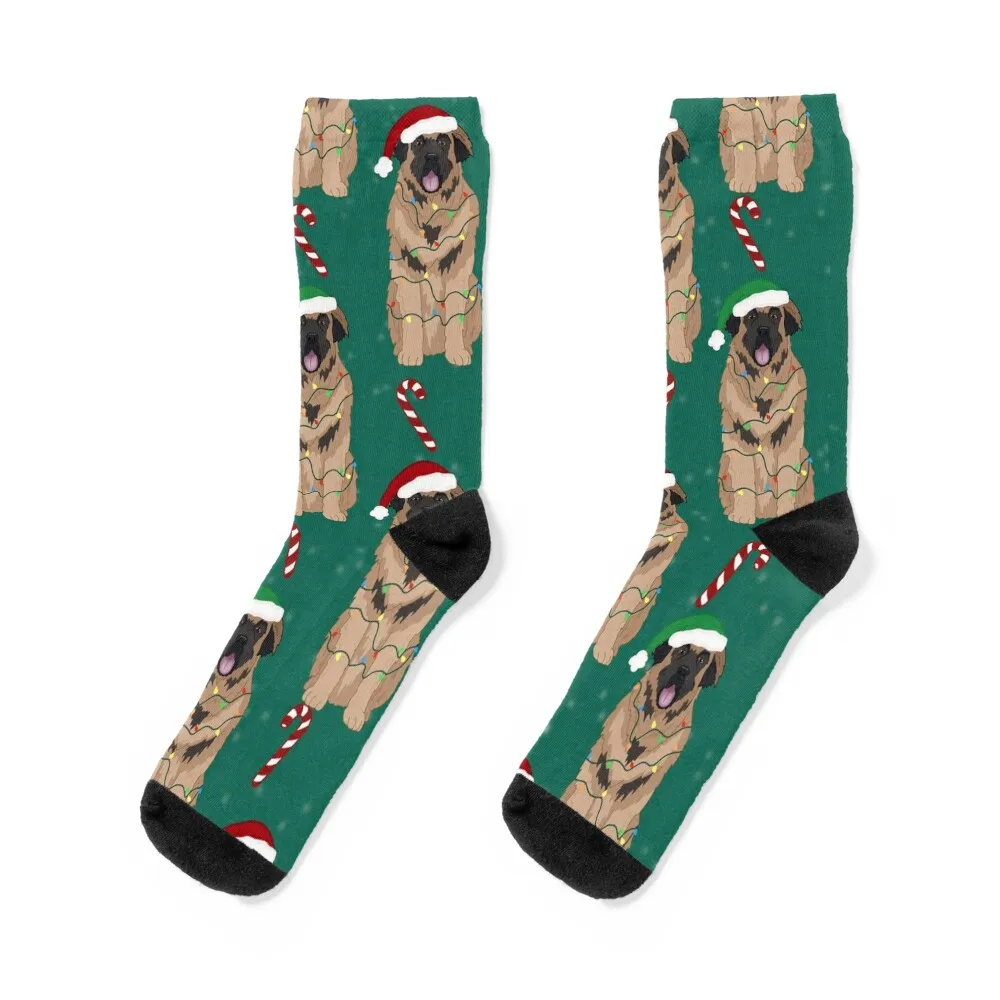 

Christmas Leonberger Santa Socks sports and leisure cute winter Soccer Socks For Women Men's