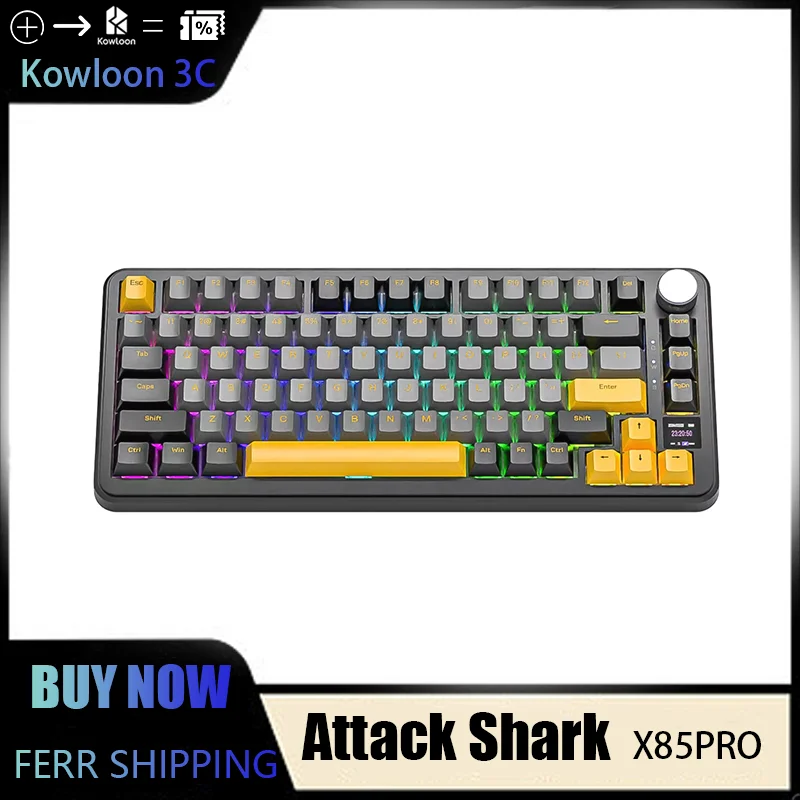 Attack Shark X85 PRO Mechanical Keyboard Wireless 2.4G RGB Bluetooth Illuminated with Display Custom Gaming Office Hot Swap