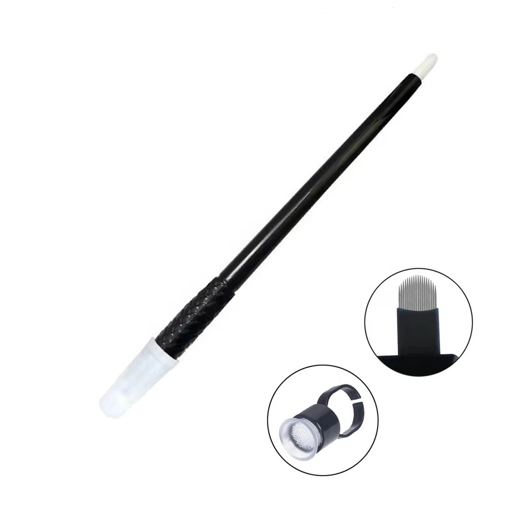 5/10/50Pcs Disposable Microblading Manual Tattoo Pen Permanent Makeup Pen With Ring Ink Cup