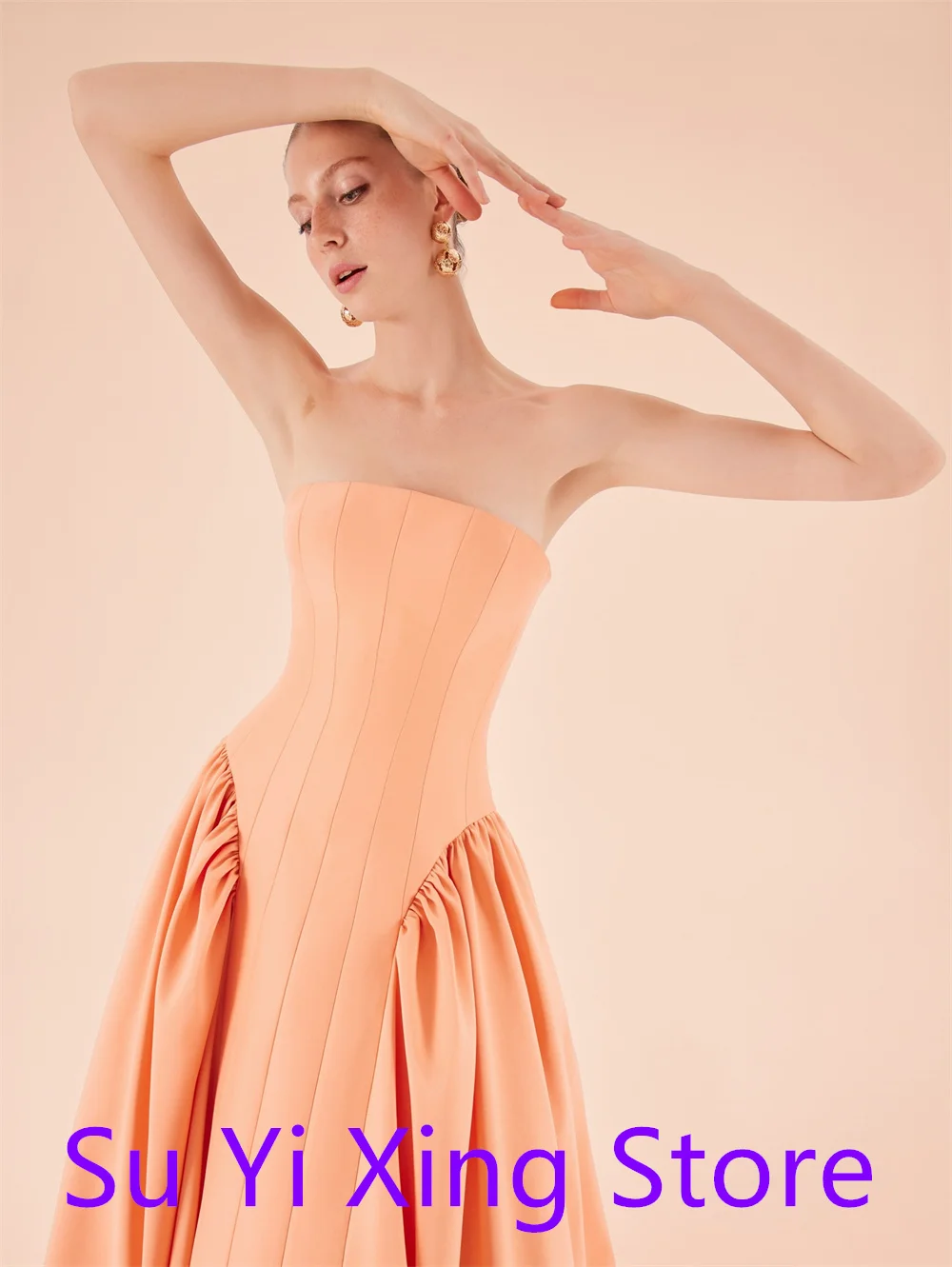 Customized Elegant pure Jersey Homecoming Dress Delicate  Strapless Panel Train Mermaid Zipper Back Customized Robe de soirée