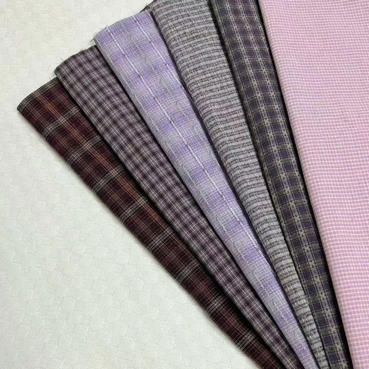 

50X140CM Purple Pure Cotton Pre-Dyed Fabric,Retro Small Checkered Striped Diy Fabric For Children's Clothes Color Weaving