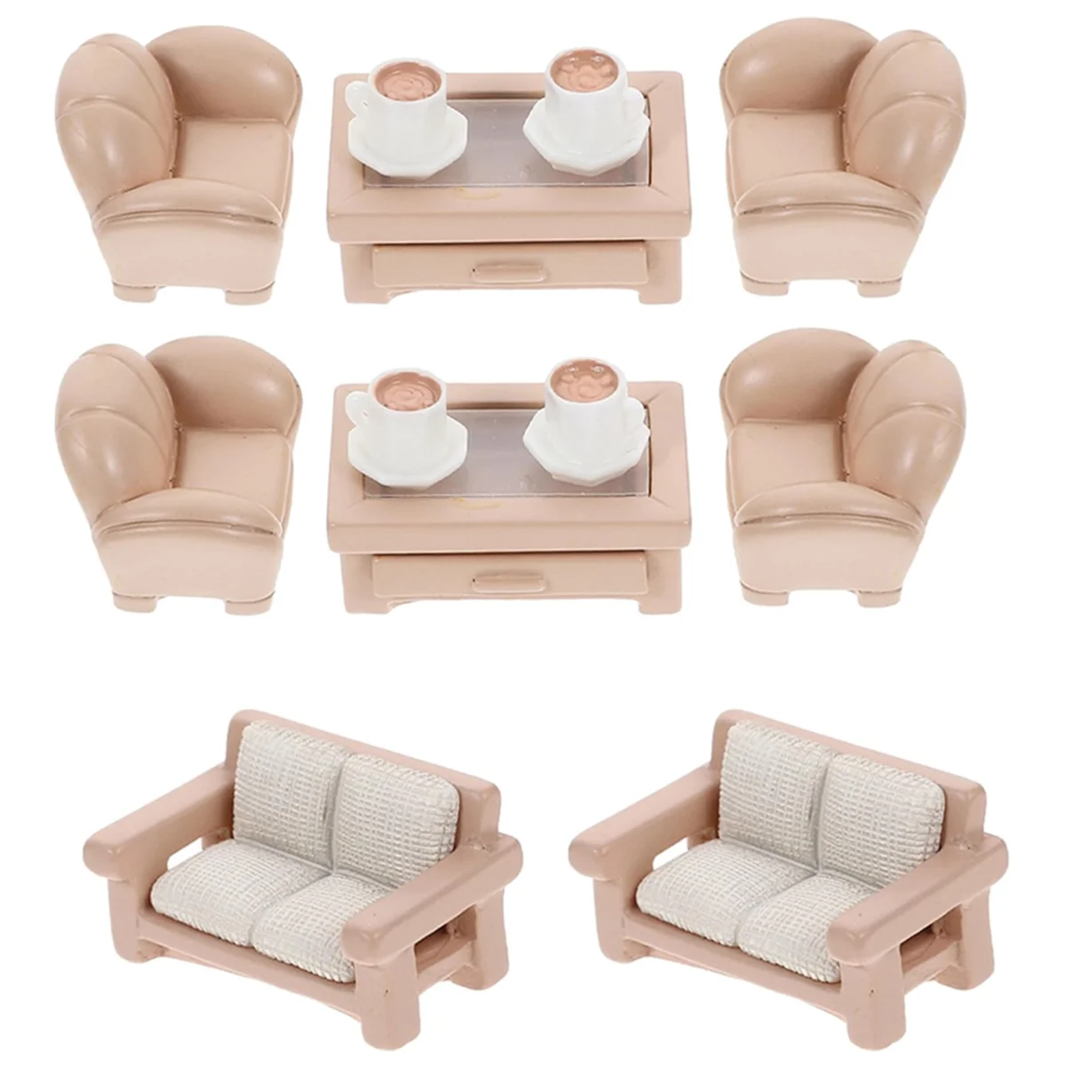 2 Set Miniatures Sofa Toy Miniature Ornament Tiny House Sofa Tea Table Sofa Model Tiny Sofa Toy