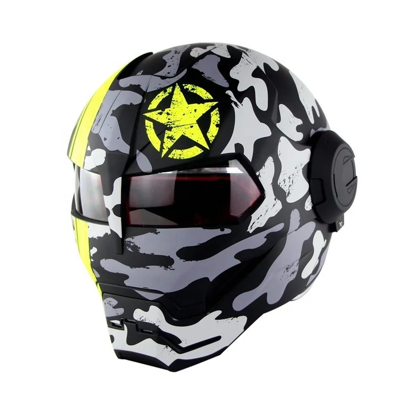 Man Motorcycle Motorbike Moped Crash Full Face DOT Certified Iron for Adult Men Youth Abs Safety Helmet Customized