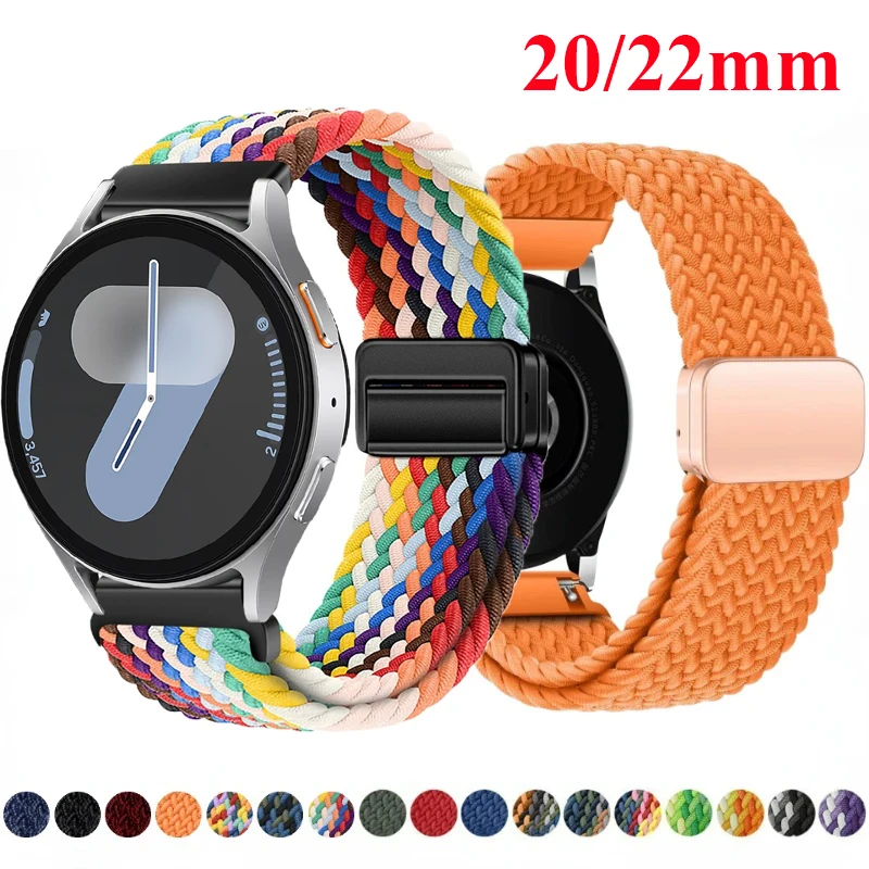Bracelet magnétique en Nylon à boucle tressée, 20mm 22mm, pour Samsung Galaxy Watch 7/6/classique/5/4/3, pour Huawei Watch 4/3/GT 5 4 bandes