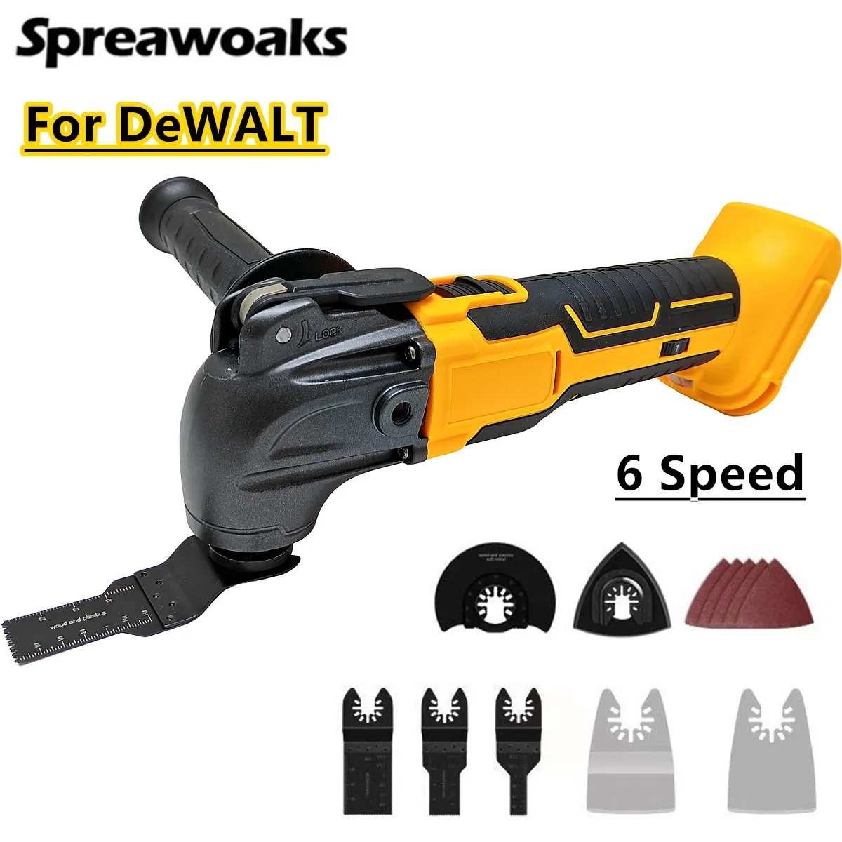 

Cordless Oscillating Multi Function Tool 6 Gears Electric Vibration Trimmer Cutting Saw Power Tool For DeWALT 20V 18V Battery