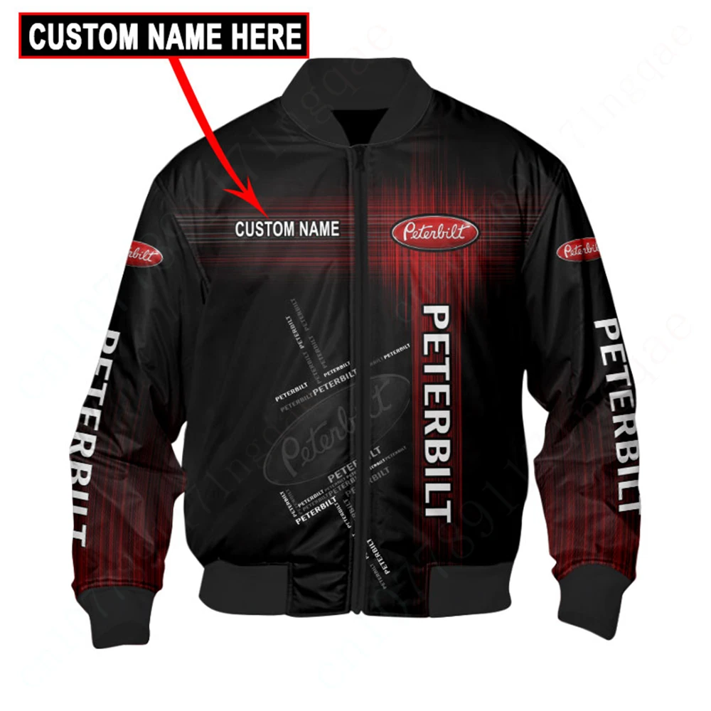 Peterbilt Bomber Jacket Techwear Baseball Uniform Thick Coats Harajuku Parkas Jacket 3D Windbreaker Jackets For Men's Clothing