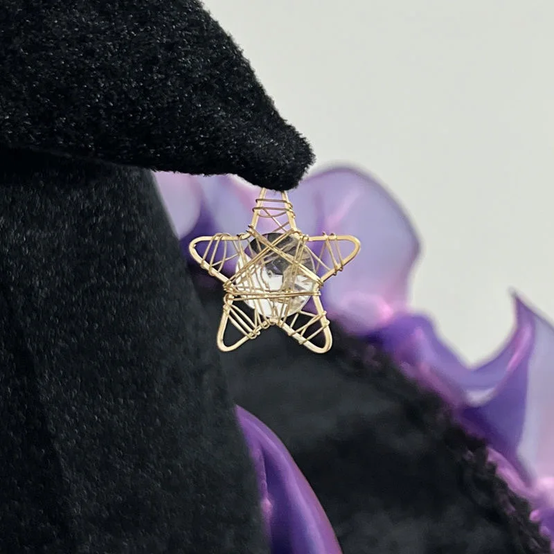 수제 로리타 블랙 할로윈 마녀 레이 시보넷 BNT 모자 별 모양 실 리본 레이스 보우 BNT 헤드기어 여성 헤어 액세서리 소녀용