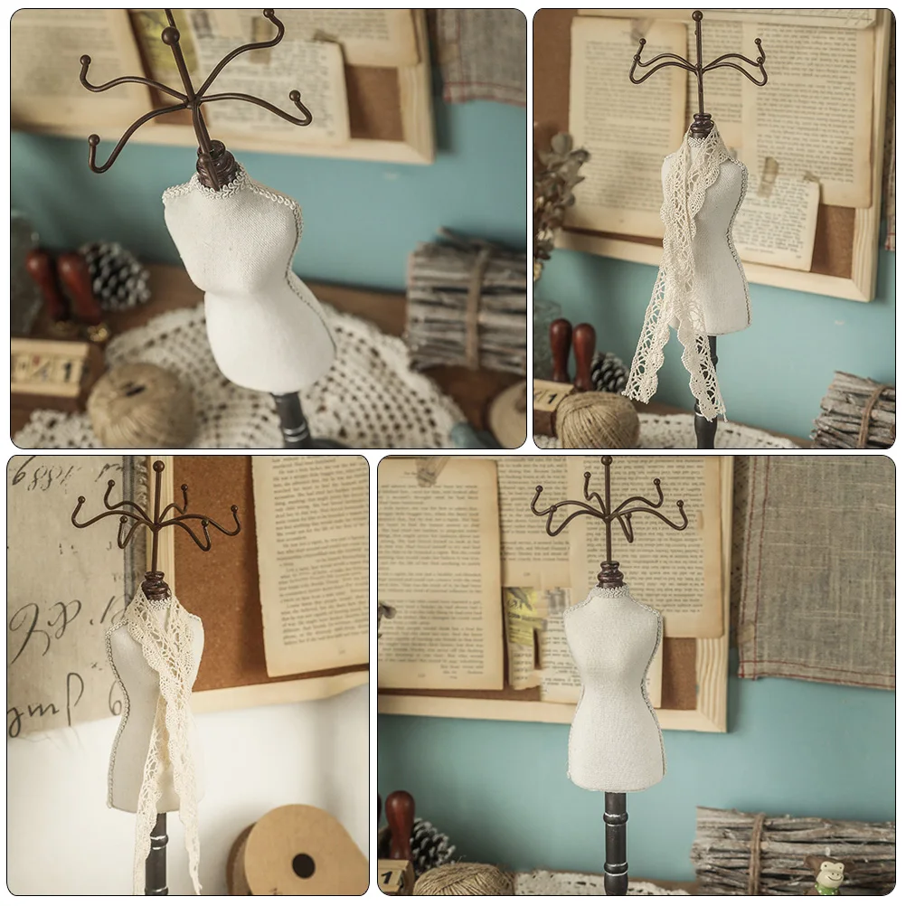 

Creative Jewelry Rack Stand Earring Necklace Ring Holder Display Tree Household Decorative Desktop Organizer Retro Style Storage