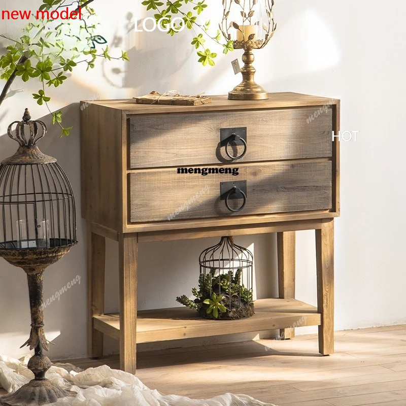 

H132 Storage bucket cabinet retro style shooting props bed and breakfast bedside table old solid wood porch cabinet