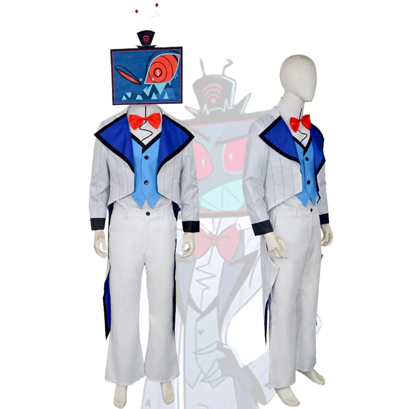 

Halloween Party Vox Cosplay Costume And Mask Hazbinss Anime Hotel 3V Vincent Whitman Uniform Suit TV Demon Vox's Tailcoat