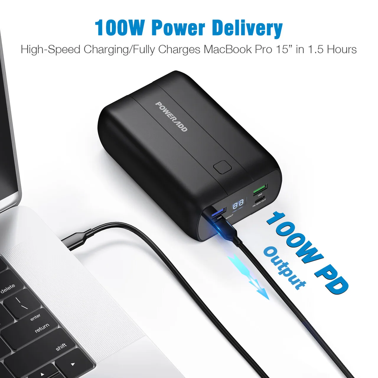 최고의 맞춤형 스마트 고속 충전 USB-C 100W 소형 노트북 충전기 보조베터리, 26800mAh