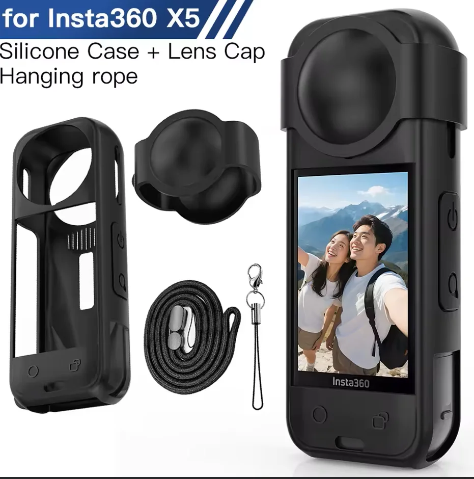 

Silicone Case For Insta360 X5 Anti-scratch Protector Sleeve Cover Lens Cap Hand Strap For Insta360 X5 Panoramic Camera Accessory