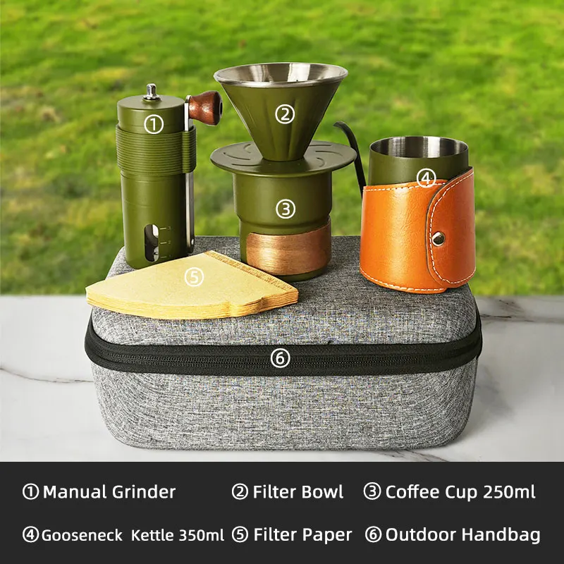 

2026 New Portable Travel Coffee Bag Outdoor Camping Accessories Waterproof Manual Pouring Coffee Pot Set Gift Coffee Pot Set