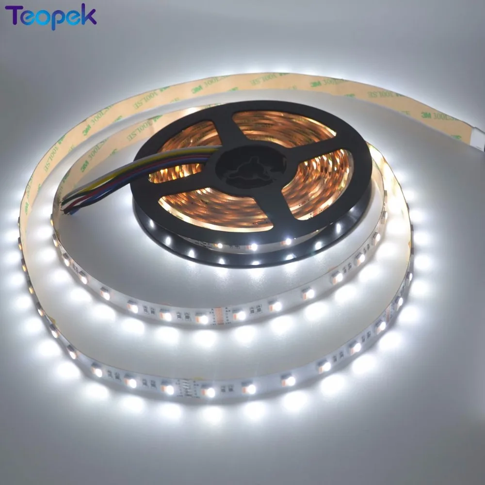 2M/3M/5M 5050 RGB + CCT Strip Led 60 Led/M 300 Leds 5 In 1 Chip CW + RGB + WW Strip Fleksibel DC12V 24V Kualitas Tinggi