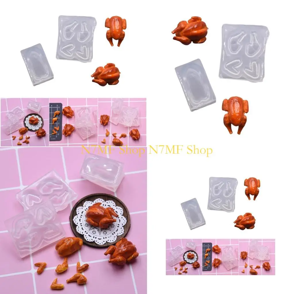 N7MF 1:12 Scale Realistic Chicken Shaped Silicone Press Molds For Educational Clay Activities And Mini Kitchen Props
