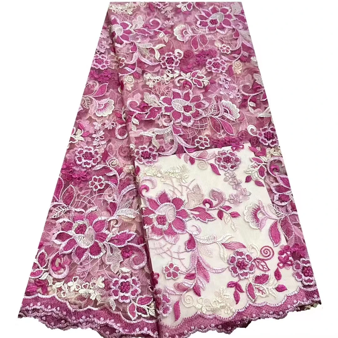 

New multi-coloured water-soluble lace embroidered fabric, African high-end fashion evening gown/5yards