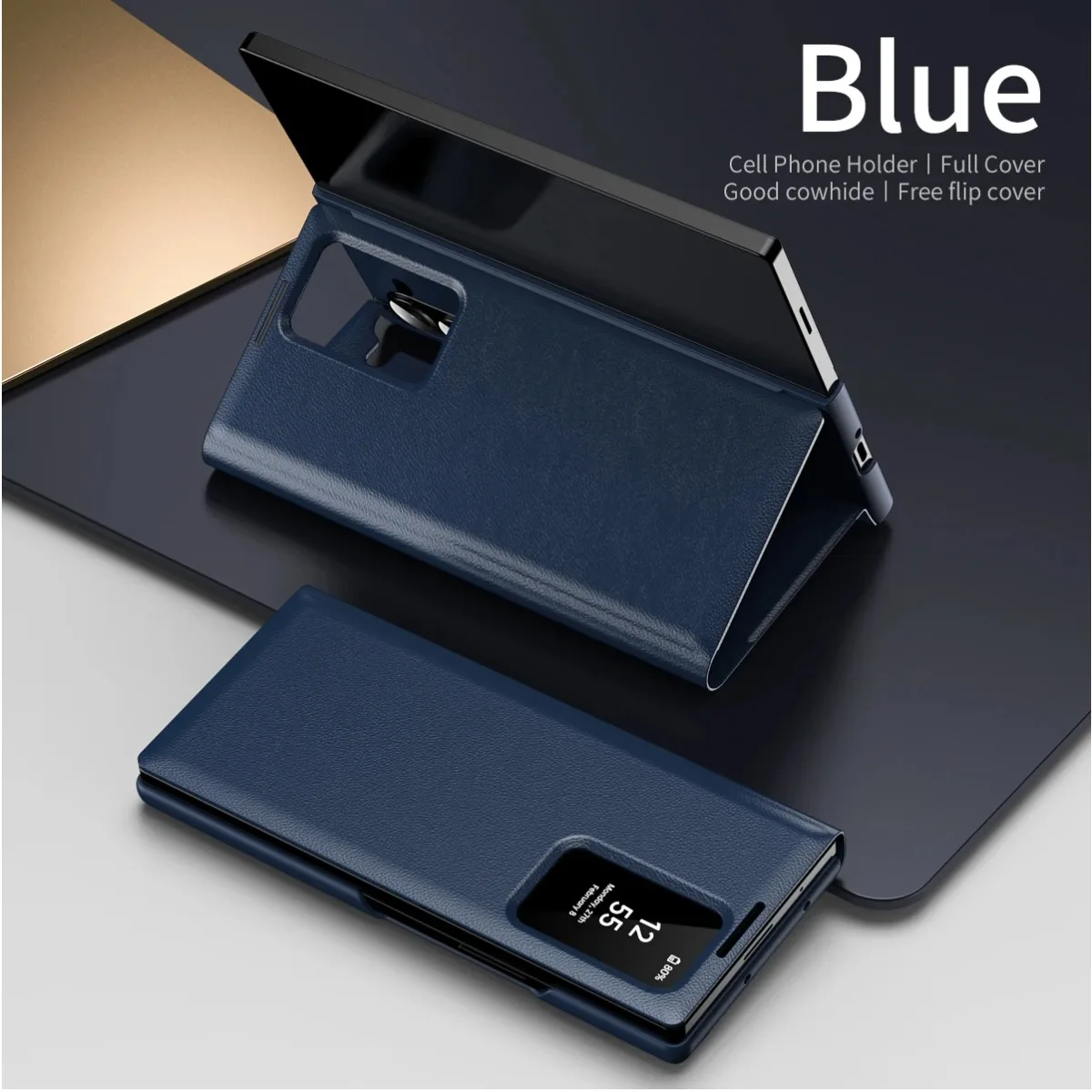 Business S-View Flip LED Window Leather Case for Orginal Samsung Galaxy Z Fold 7 6 5 4 3 Wallet Card Slot Stand Protect Cover
