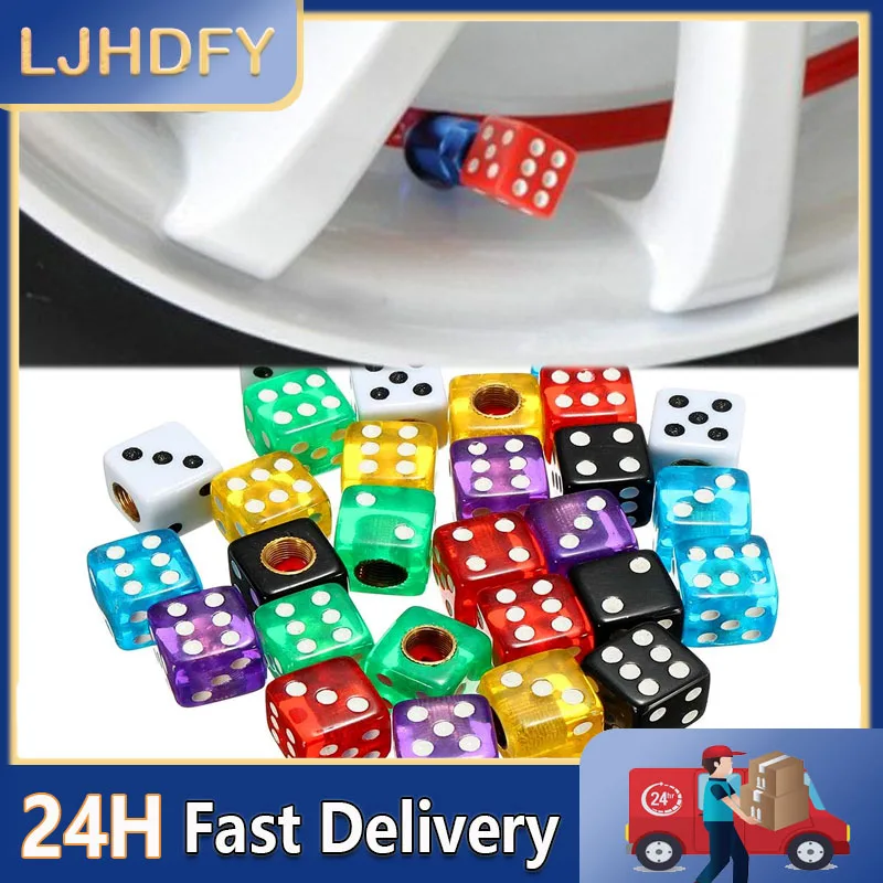 

4Pcs Tire Valve Caps Dice Wheel Stem Tyre Tire Wheel Stem Air Valve Dust Cover for Car Truck Motocycle Bike