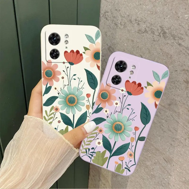 EDGE40 Gorgeous Flowers Silicone Phone Case For Motorola Moto EDGE 40Neo 40 30 EDGEPLUS E22 E22i E6S E7 E7Plus E12 E20 E32 Cover