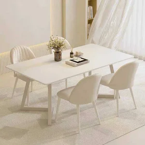 Designer moderno mesa de jantar luxo oval moderno branco mesa de jantar nordic vintage conjuntos de sala de jantar móveis para casa 8 principais vendas mesa jantar branca - №5