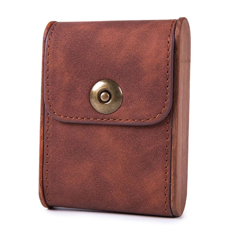 

20 Pcs High-end Retro Leather Solid Wood Splicing Extended Thin Cigarette Case Men's Cigarette Set