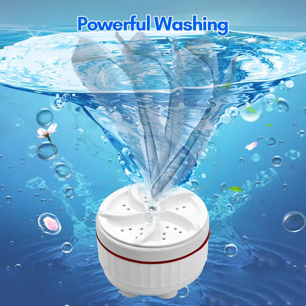 Portable Washing Machine Ultrasonic Turbo Washer Mini Washing Machines with USB Power Supply Suction Cups   Travel Trip