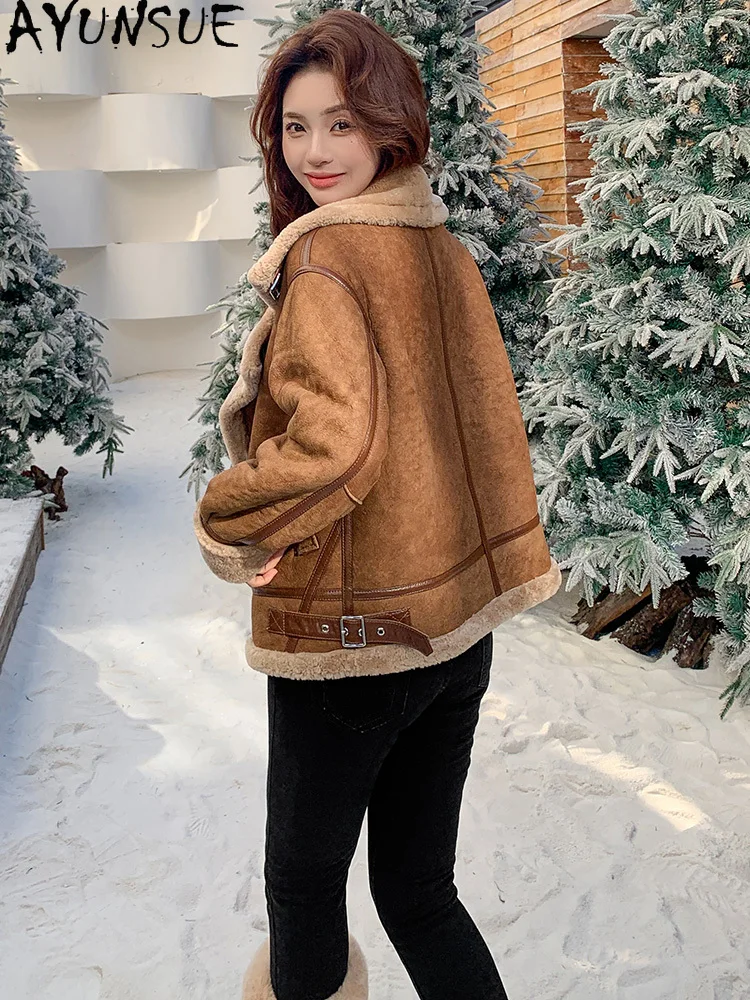 Tcyeek 정품 가죽 자켓 여성 겨울 의류 2025 천연 모피 코트 빈티지 Motocycle 코트 여성 겉옷 Пальто Женское