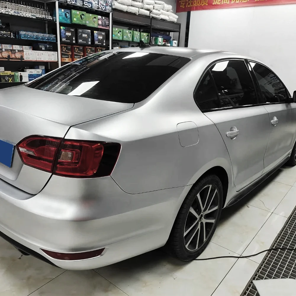 Car Sticker Matte Metallic Silver Color Change Vinyl Film PET Bubble Free Wrapping Car Accessories Auto Self Adhesive Decals
