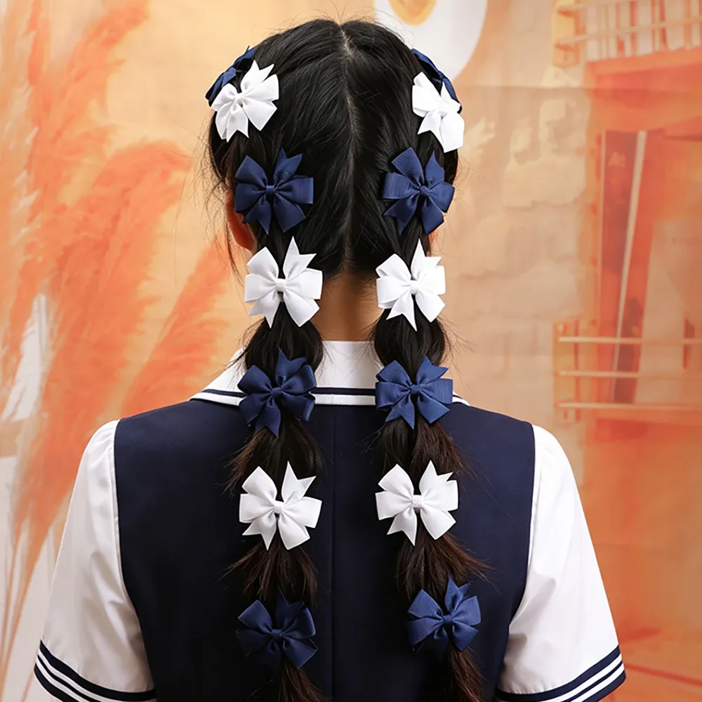 120/124Pcs Ribbon Bows Hair Clip Hair Bands Set Kids Classic Cheer Flower Bow Hairpins for Childrens Party Daily Headdress