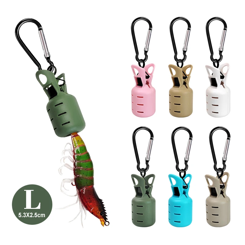 L+M Size Squid Jig Protector Set Octopus Egi Hook Cover Cuttlefish Umbrella Lure Cap Wood Shrimp Bait Tackle with Carabiner view 5