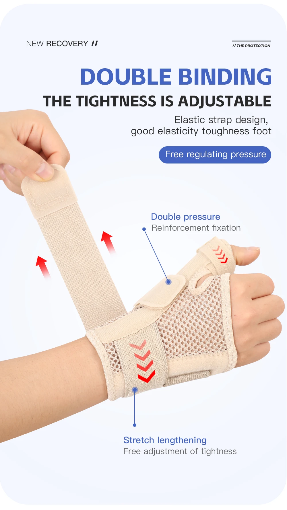 Flexible Schiene, Handgelenk-Daumen-Stützorthese für Sehnenentzündung, Arthritis, atmungsaktiver Daumenschutz, passend für die rechte und linke Hand – Detail 4