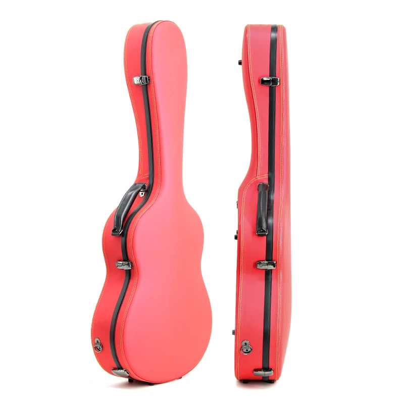 Hooqu Bright Red Fiberglass Hard Case Guitar Travel Durable Classical Custom Guitar Case High Hard Shell Hard Gig Bag Guitar Cas