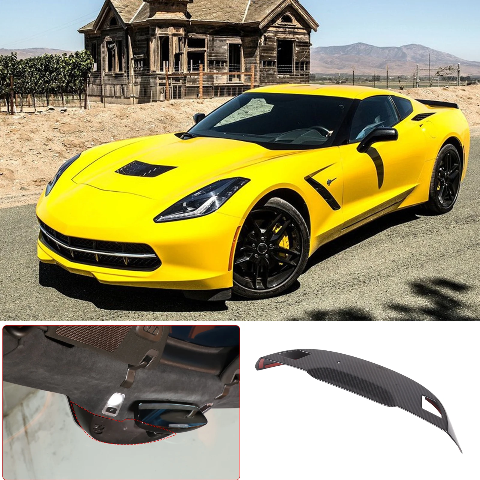 

For Chevrolet Corvette C7 2014-2019 Carbon Fiber Car Interior Rearview Mirror Base Shell Sticker Interior Accessories