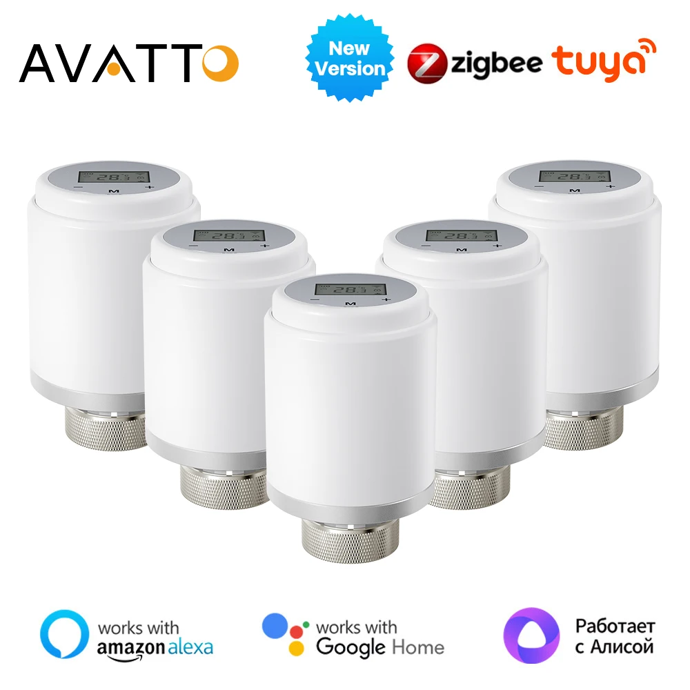 AVATTO Tuya ZigBee Smart Thermostat，TRV Thermostatic Radiator Valve Actuator Temperature Controller For Alexa,Google Home,Alice