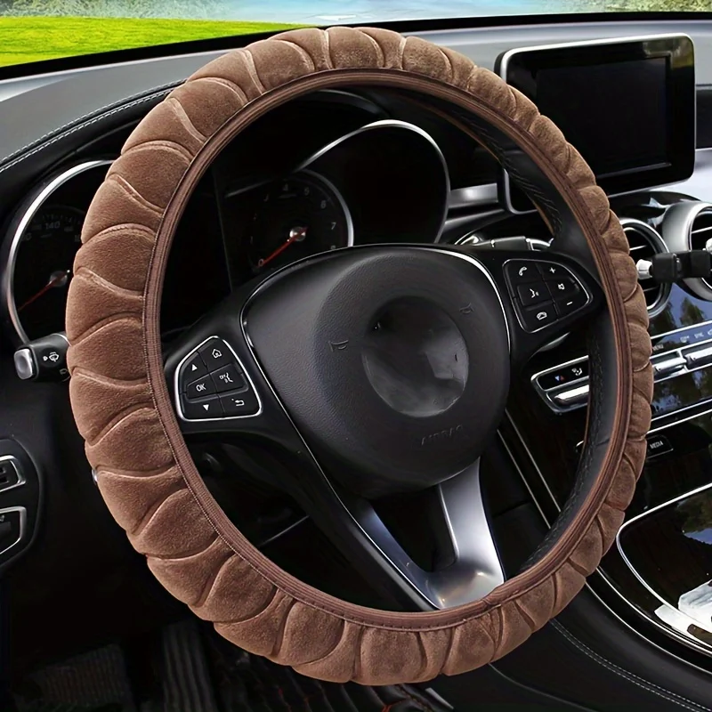 

Universal Anti-Slip Fashion Automotive Interior Soft Warm Autumn Winter 38cm Short Plush Auto Car SUV Steering Wheel Cover