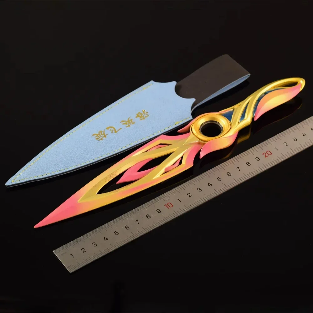 28cm Valorant Mystbloom Kunai giratorio con funda totalmente de Metal cuchillo de juguete espada Cosplay Prop Karambit regalos para niños juguetes para niños