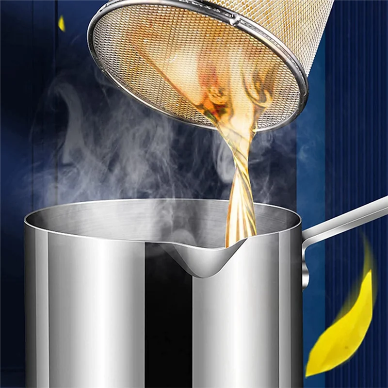 【Flash-Deal!】Deep Frying Pot Stainless Steel Frying Pot With Strainer Basket Tong For French Fries Chicken