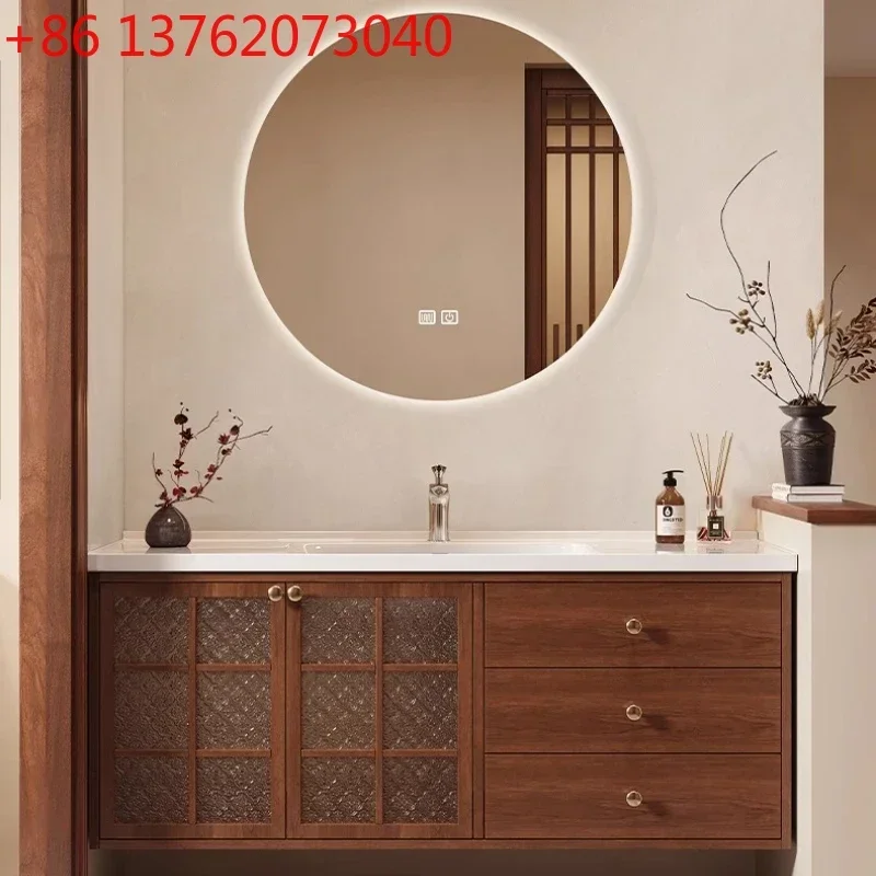Bathroom Cabinet Luxury Ceramic Integrated Basin Washbasin Combination Penetration Anal Bathroom Furniture Storage Locker