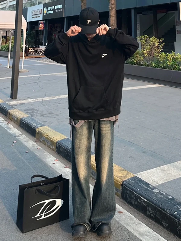 

Cleanfit High Street Men's Jeans Summer American Retro Vibe Straight Leg Wide Leg Micro Flared Pants Youth Faion Cotton Denim