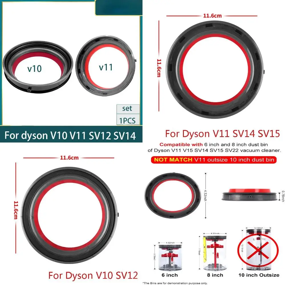 Premium High-quality Top Fixed Sealing Ring for V10 SV12 V11 SV14 SV15 Vacuum Cleaner - Replacement Dust Bin Collection Accessor