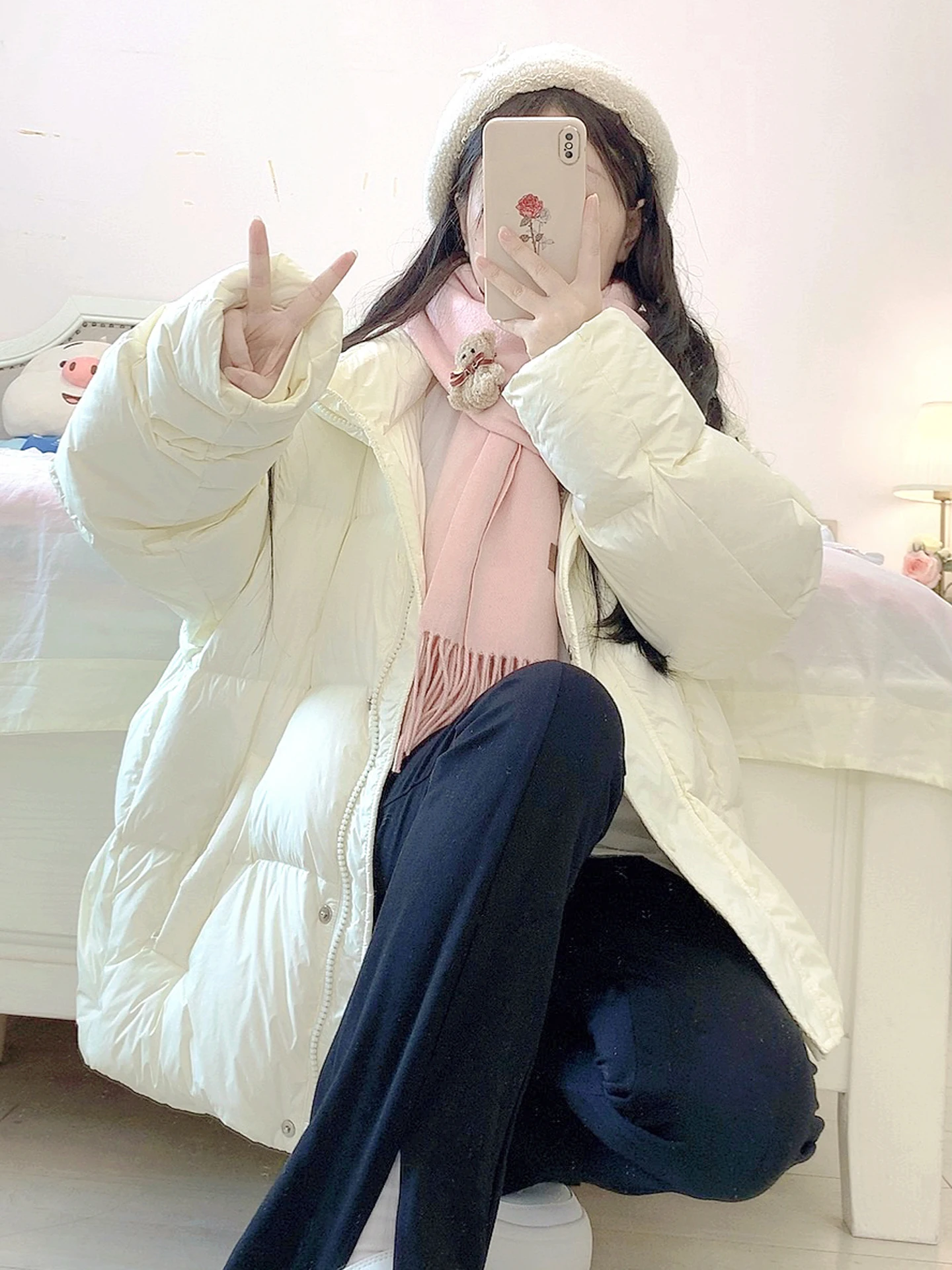 الكورية نمط الأرجواني خفيفة الوزن أسفل سترة الشتاء المرأة مقنعين سترة قطن دافئة عصرية متعددة الاستخدامات سترة سميكة 2025 جديد #4